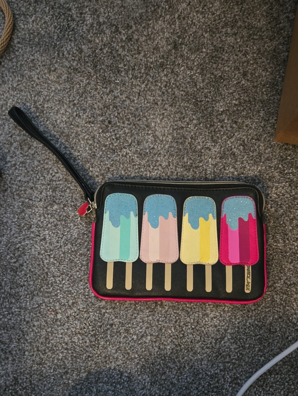 Ice Pop Wristlet Wallet - Black with Multicolor Popsicle Design